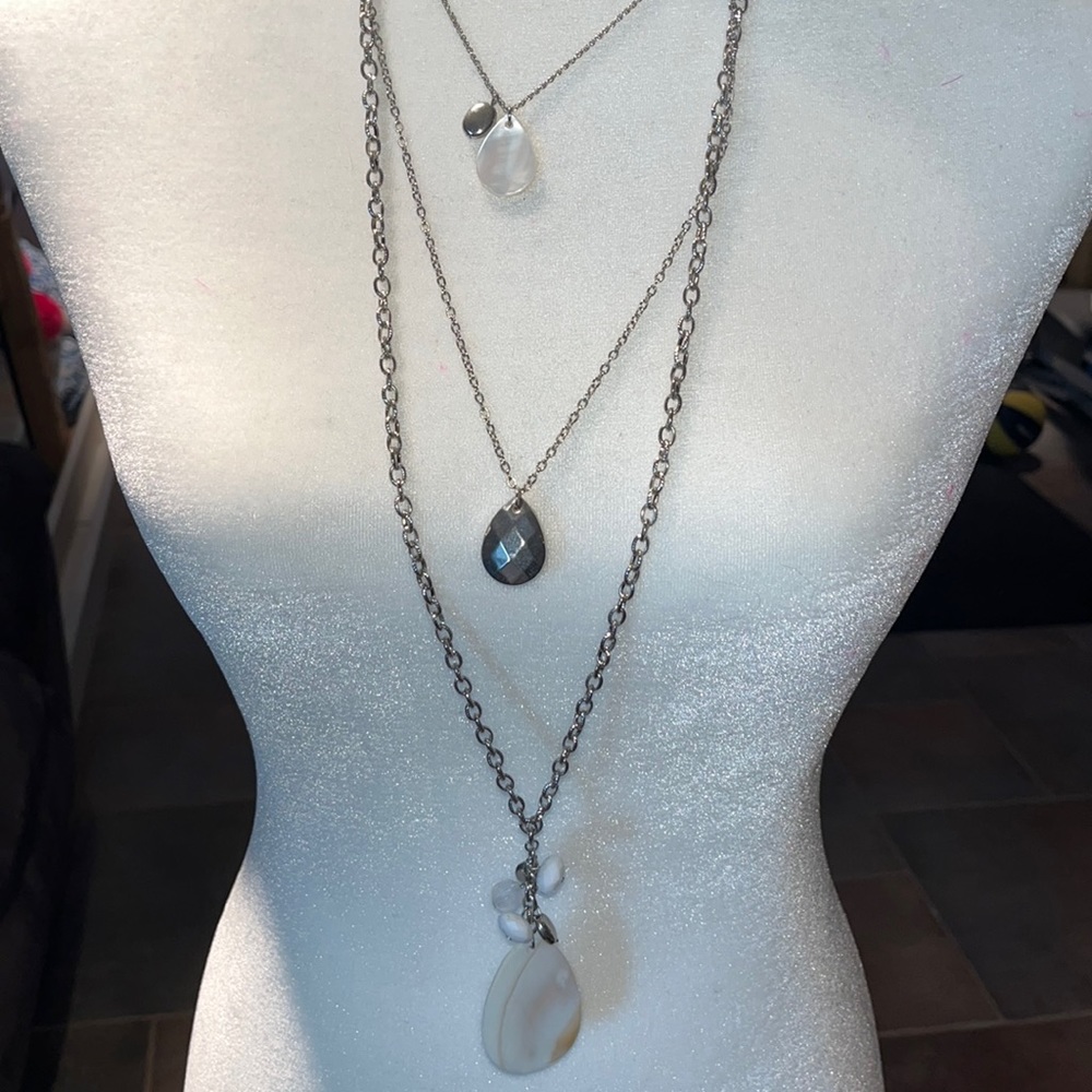 Triple strand necklace  3 chains/ Necklaces with pendants in 1